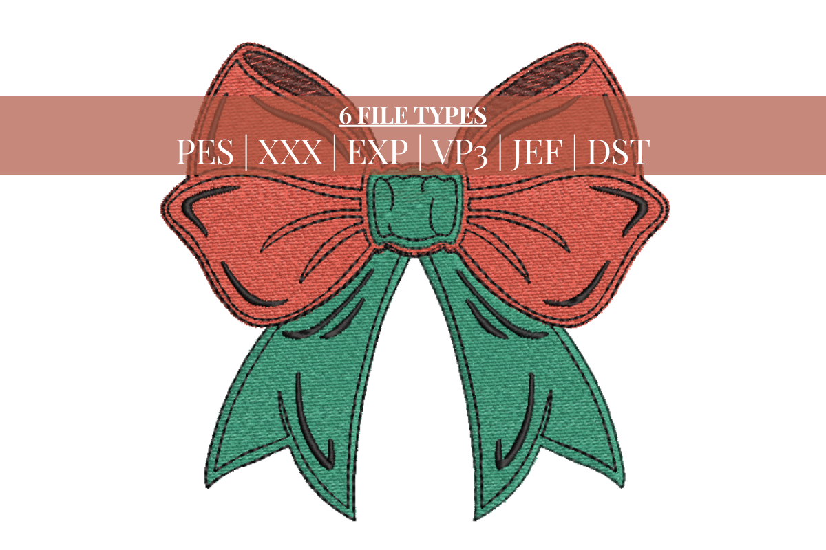 Christmas Coquette Bow Embroidery Design | Digital Download