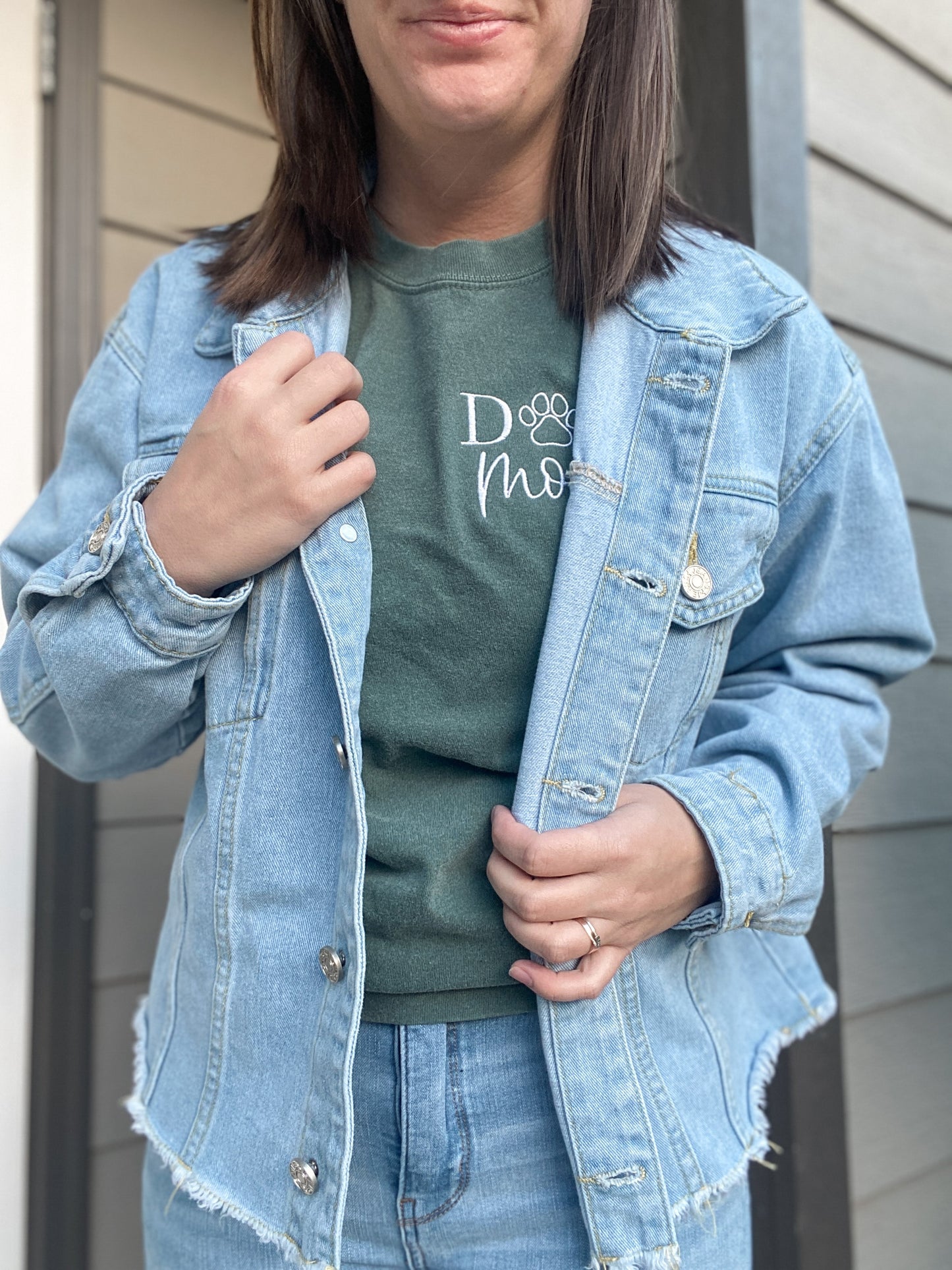 Custom Cropped Embroidered Name Denim Jacket