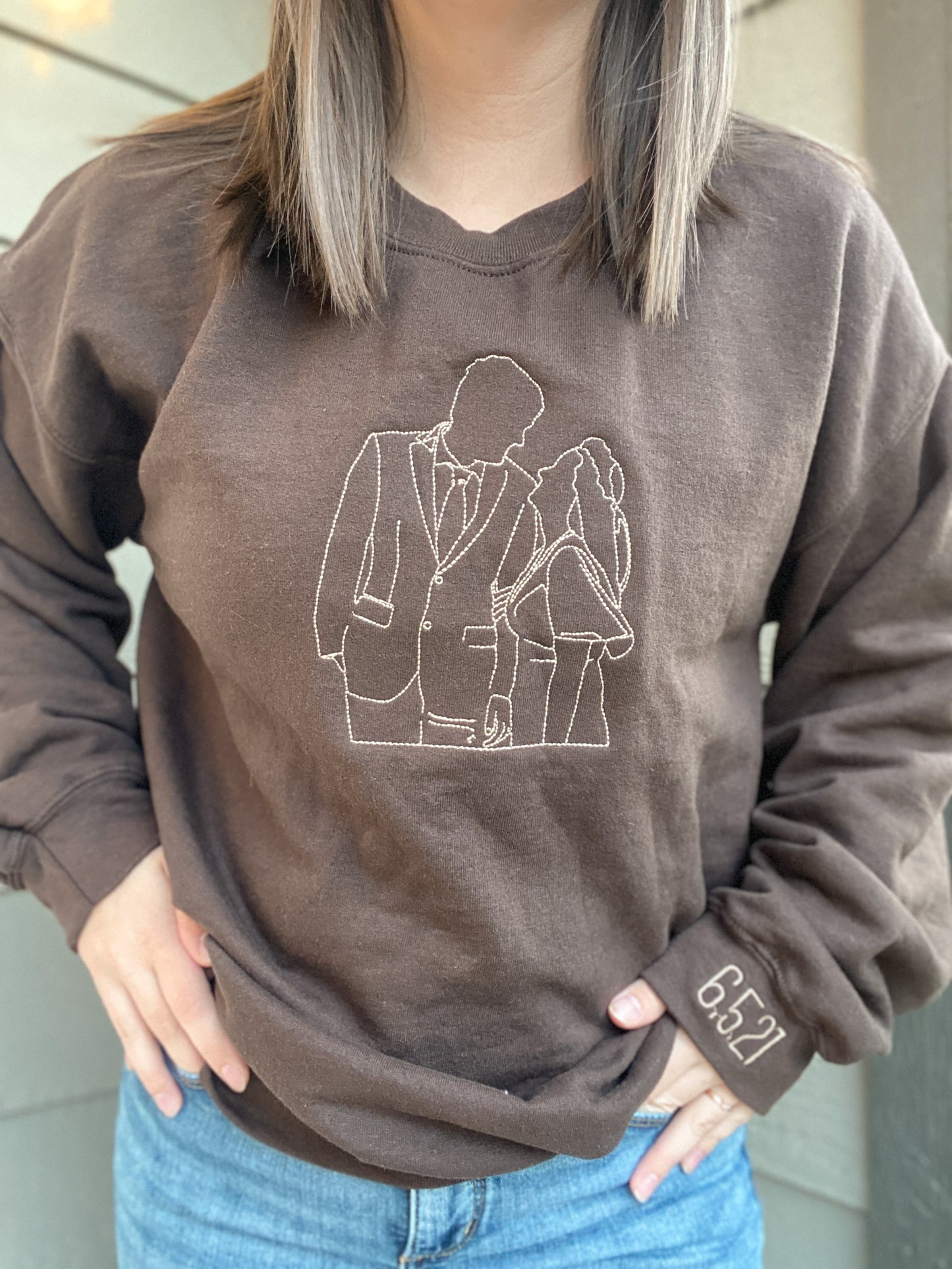 Custom Photo Outline Embroidered Sweatshirt | Embroidered Apparel