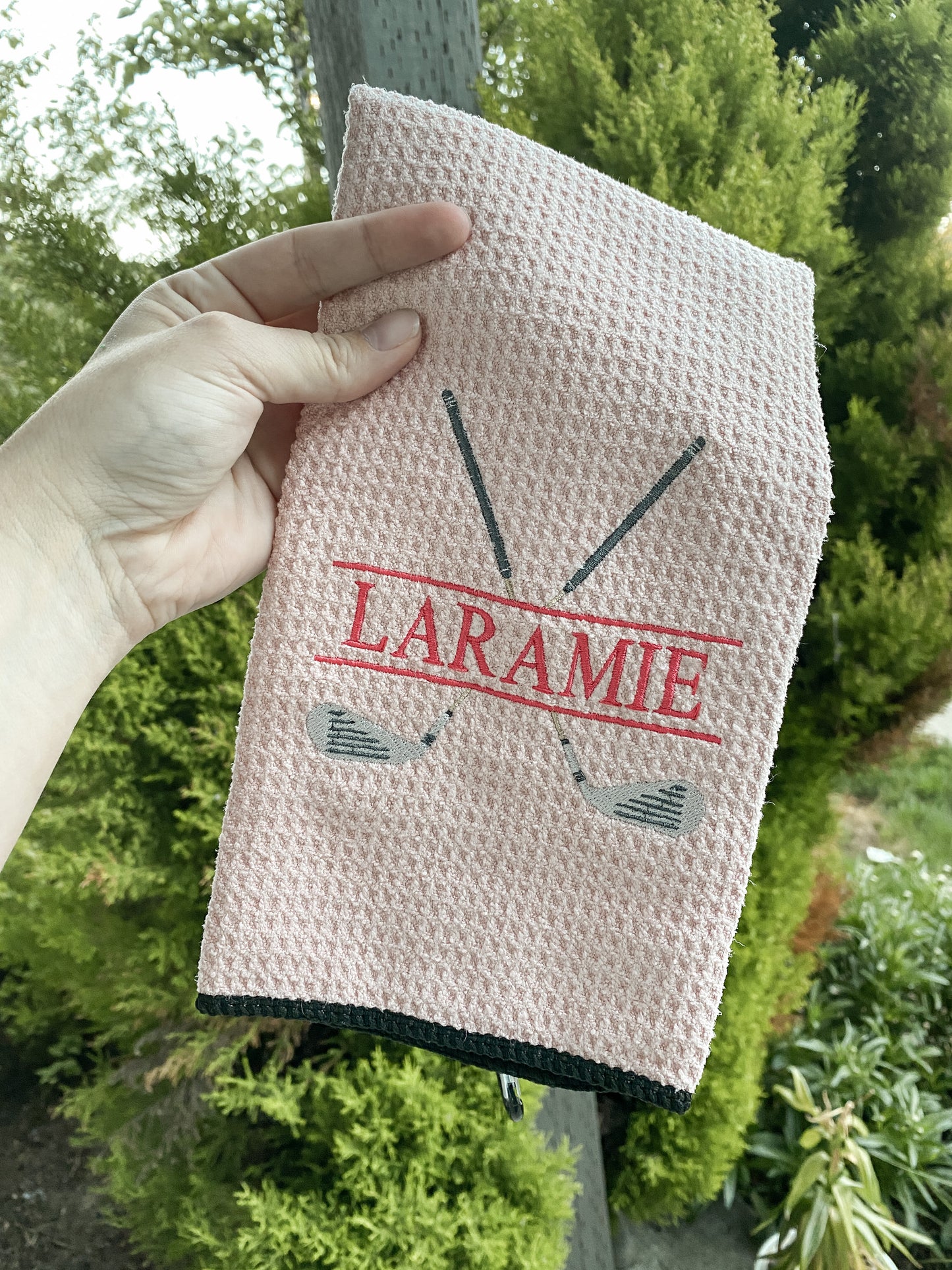 Custom Name Middle EMBROIDERED Waffle Golf Towel