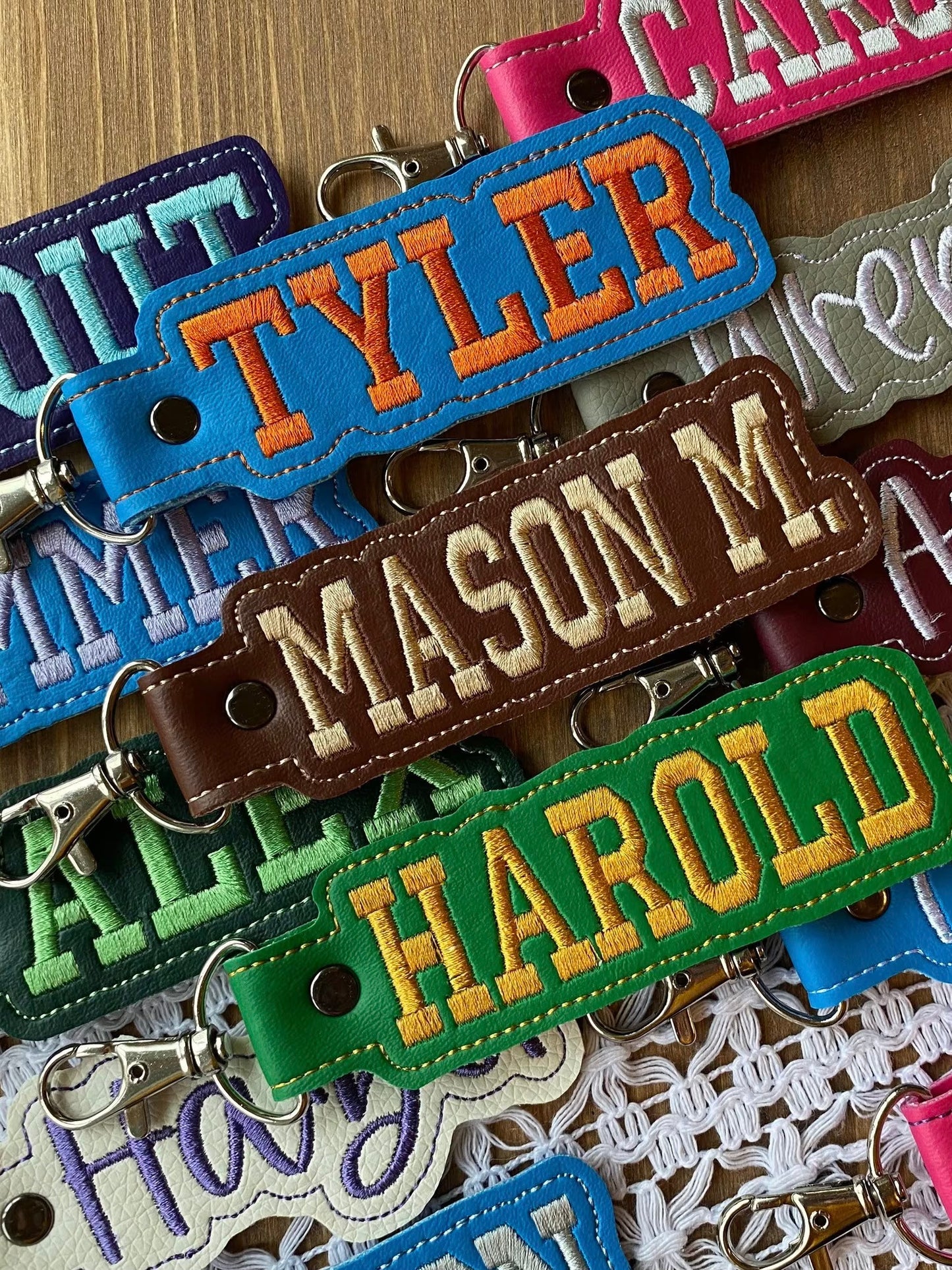 Embroidered Name Keychain Fob