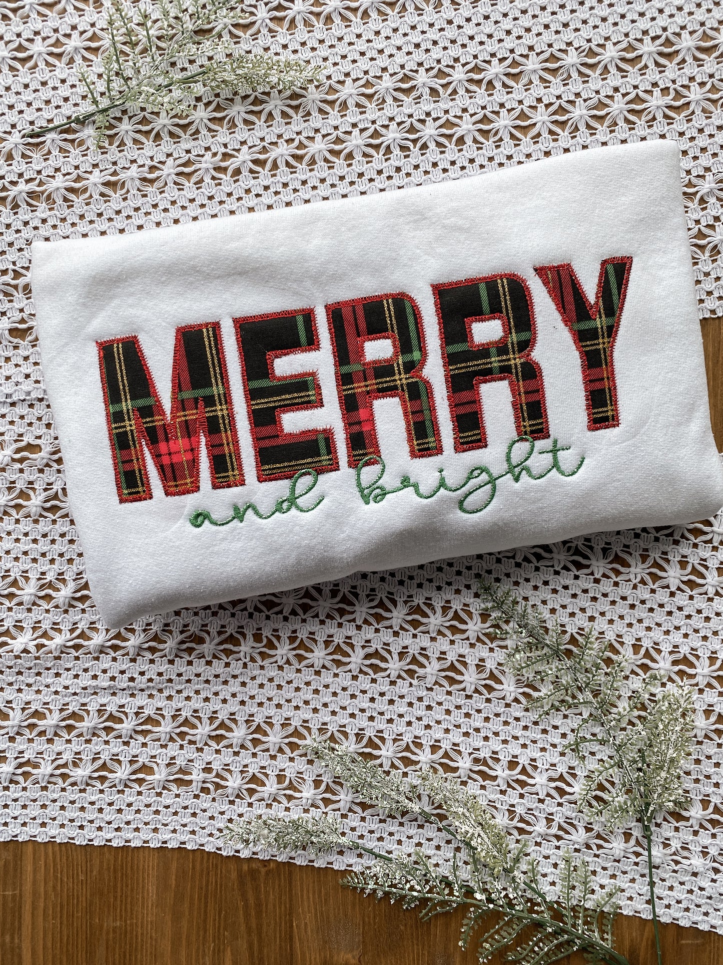 Merry and Bright Appliqué Sweatshirt | Embroidered
