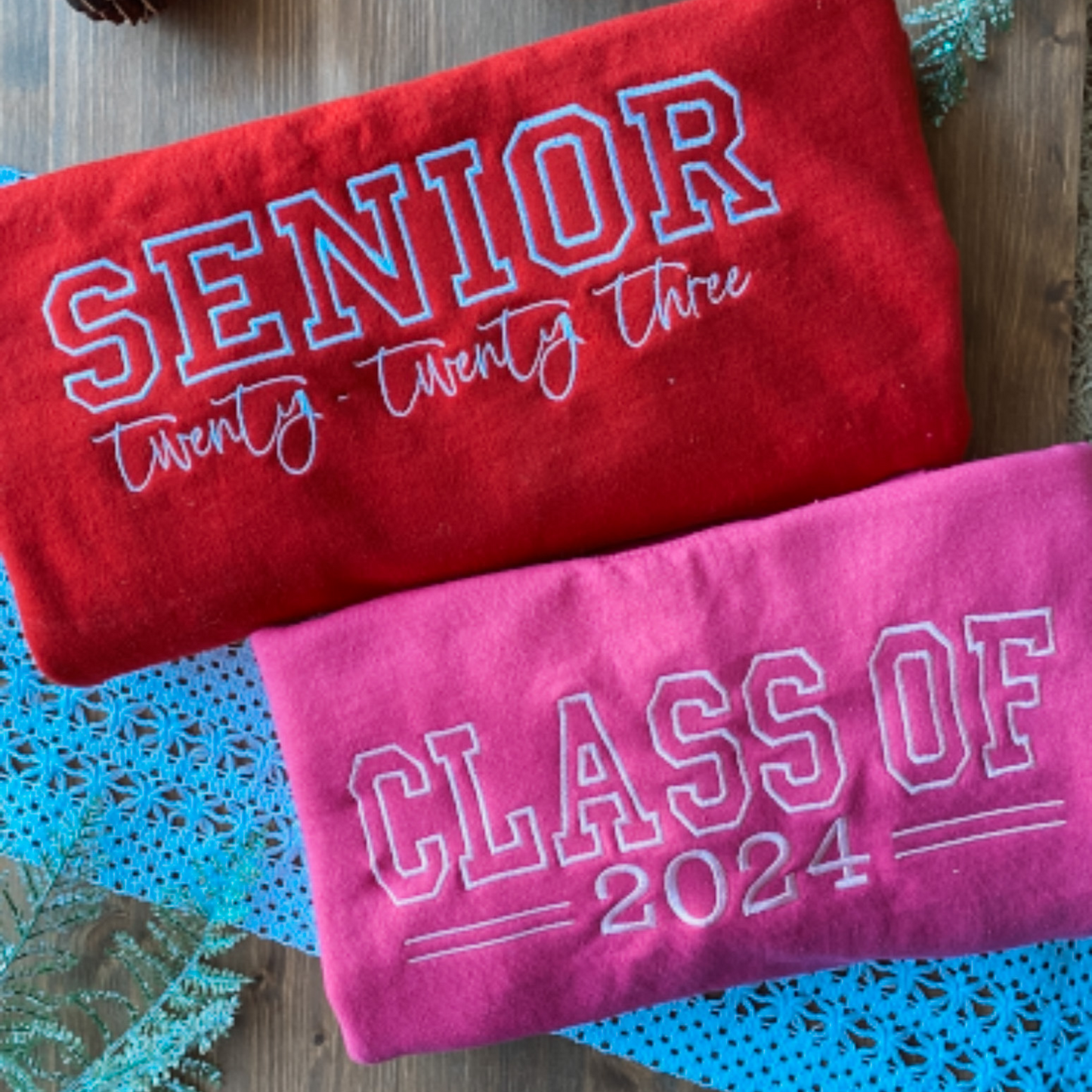 Senior Outline Class Year Script Sweatshirt | Embroidered