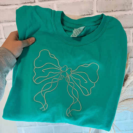 Coquette Bow Outline | Embroidered Apparel