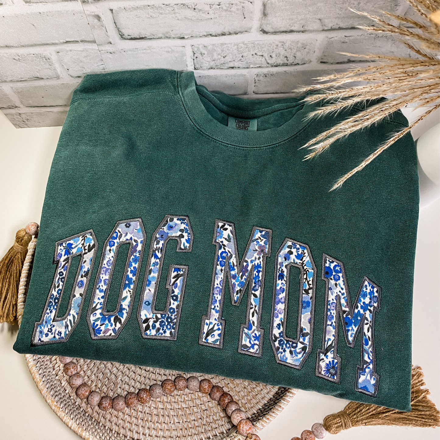 Custom Arched Text Appliqué Sweatshirt | Embroidered