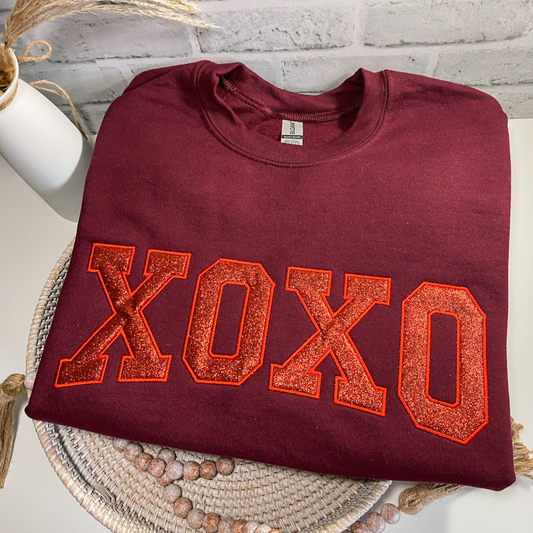 XOXO Glitter Valentine's Appliqué Sweatshirt | Embroidered