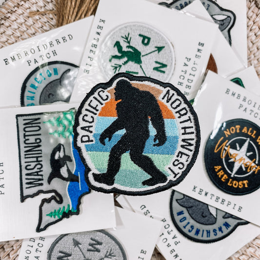 Pacific Northwest Big Foot Iron On Patch | Embroidered Patch