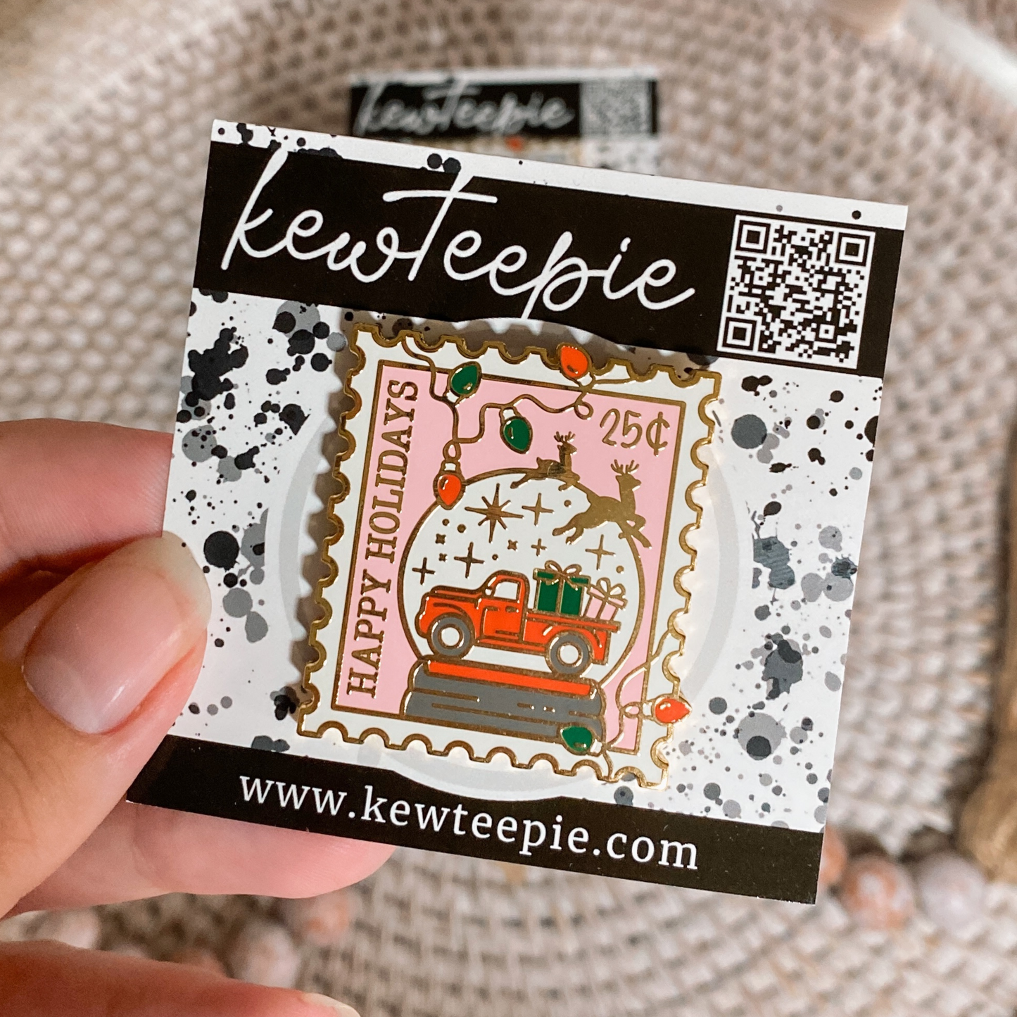 Christmas Truck Stamp Hard Enamel Pin
