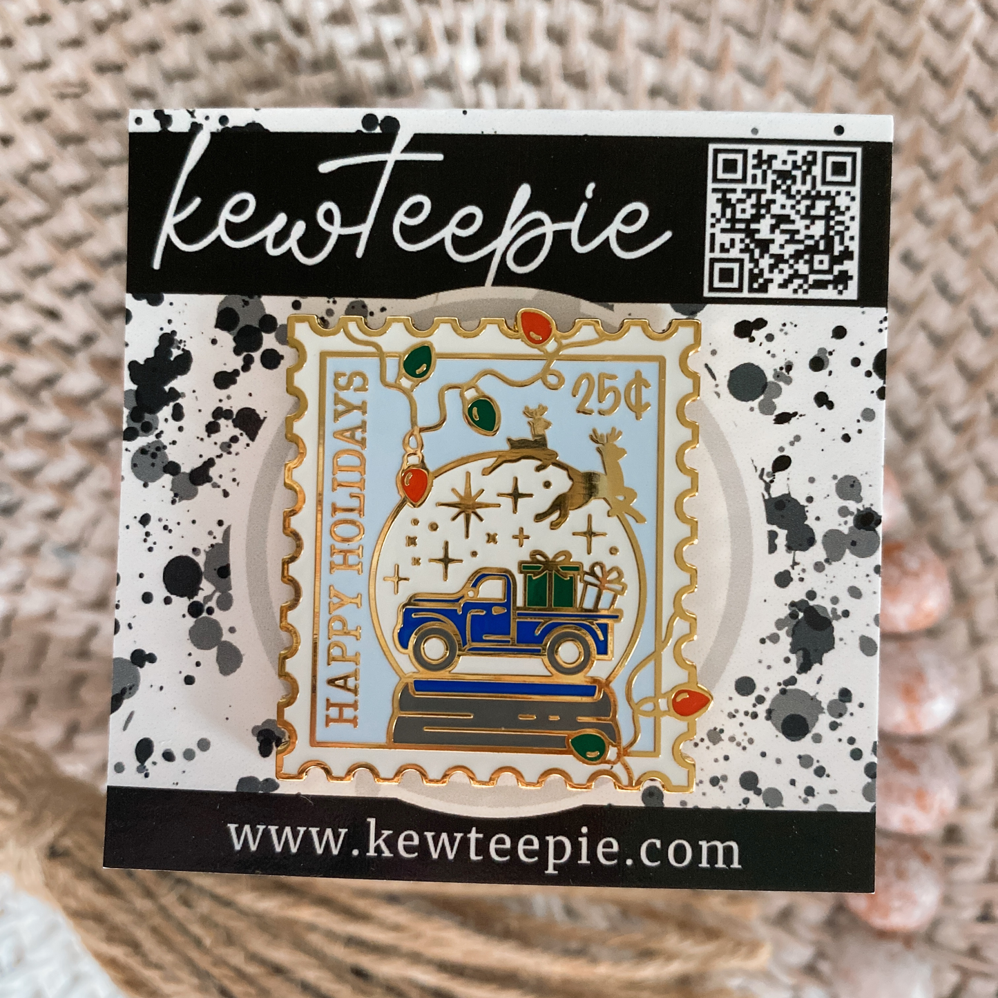 Christmas Truck Stamp Hard Enamel Pin