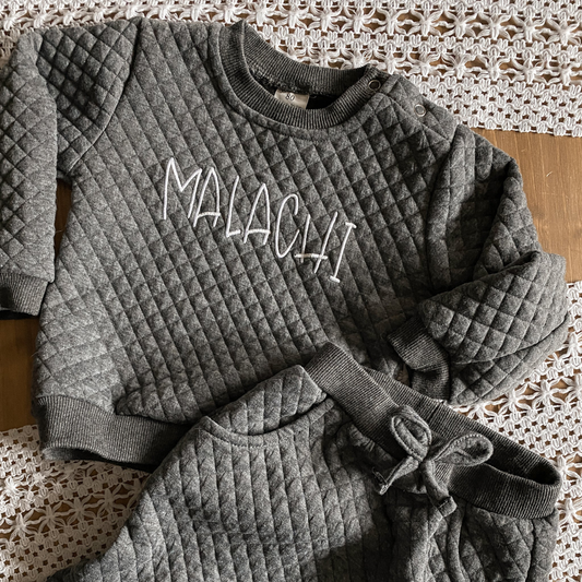 Personalized Name Infant Long Sleeve Tracksuit Outfit | Embroidered Baby Apparel