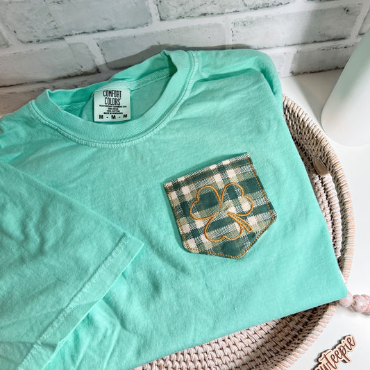 Saint Patricks Clover Pocket | Embroidered Apparel