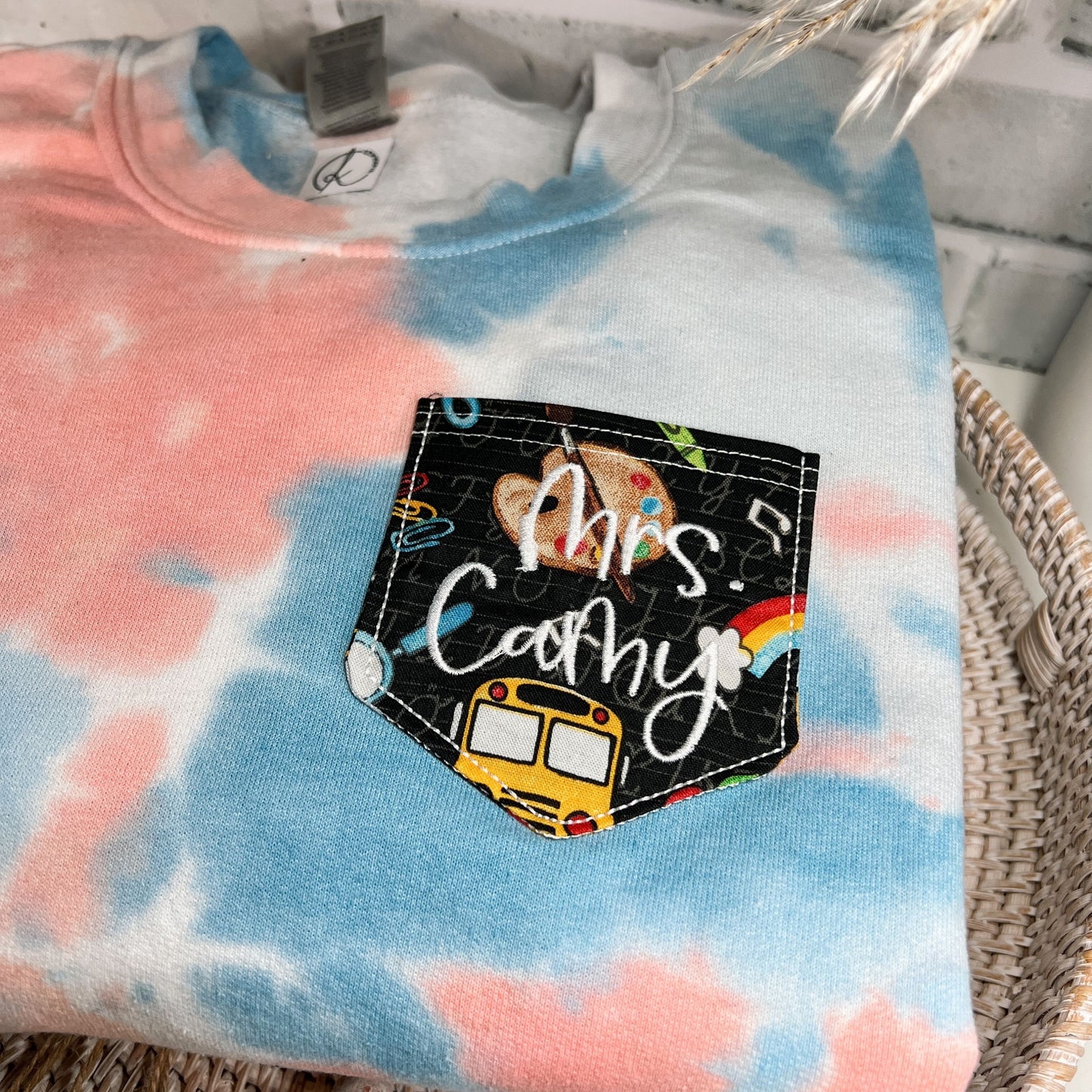 Teacher Last Name Pocket | Embroidered Apparel