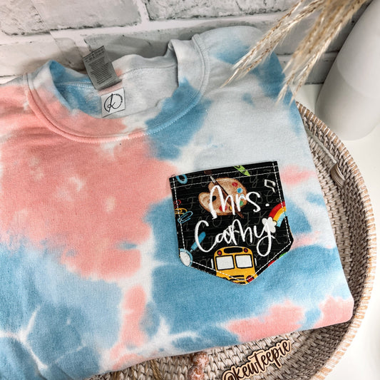 Teacher Last Name Pocket | Embroidered Apparel