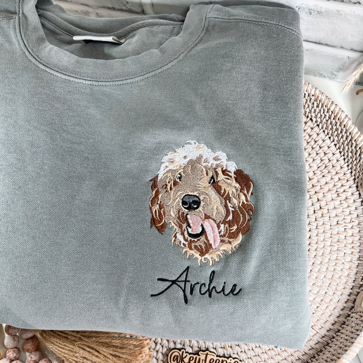 Custom Photo Dog Drawing Chest | Embroidered Apparel