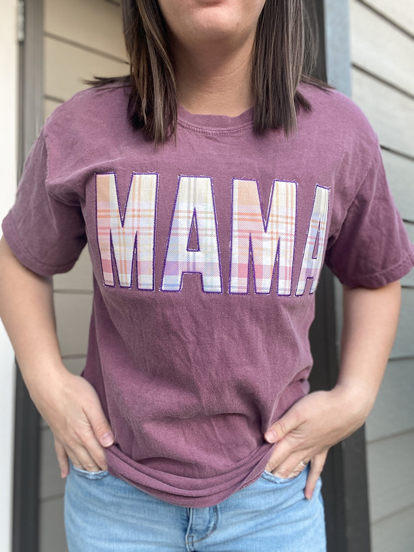 MAMA Applique Embroidered Tee