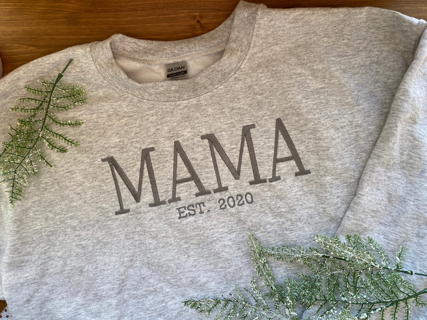 Mama Established Year Below Sweatshirt | Embroidered