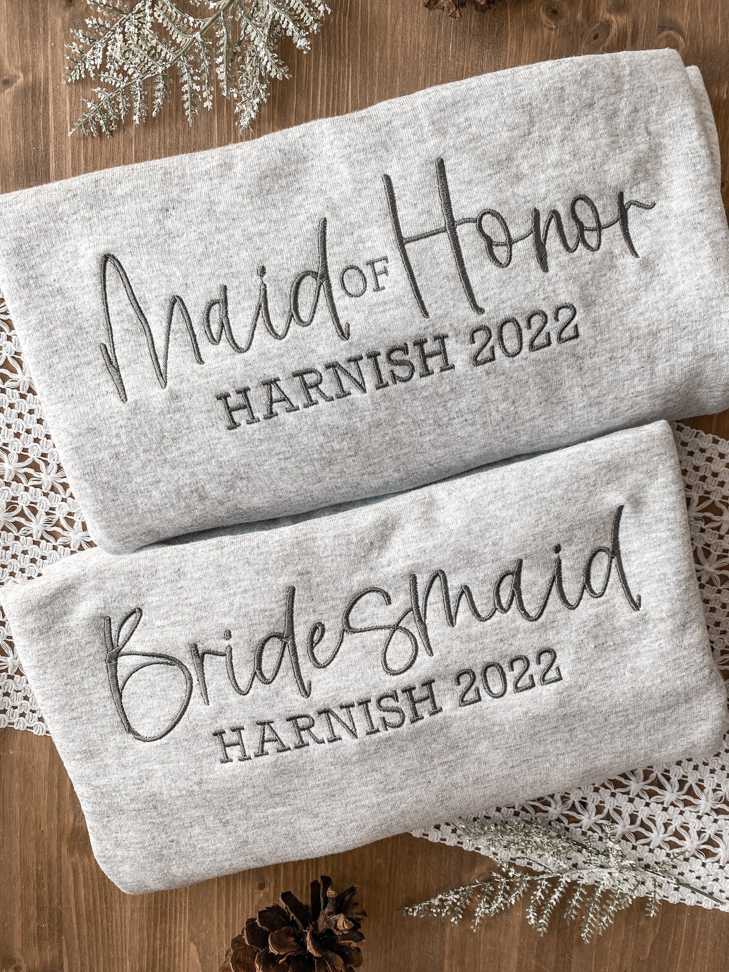 Bridesmaid Wedding Party Names Sweatshirt | Embroidered