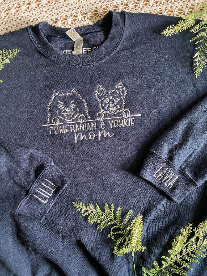 Personalized Two Dogs Mom Sweatshirt | Embroidered Apparel