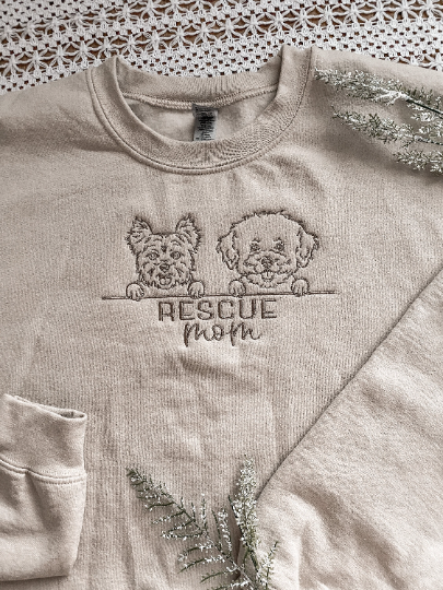 Personalized Two Dogs Mom Sweatshirt | Embroidered