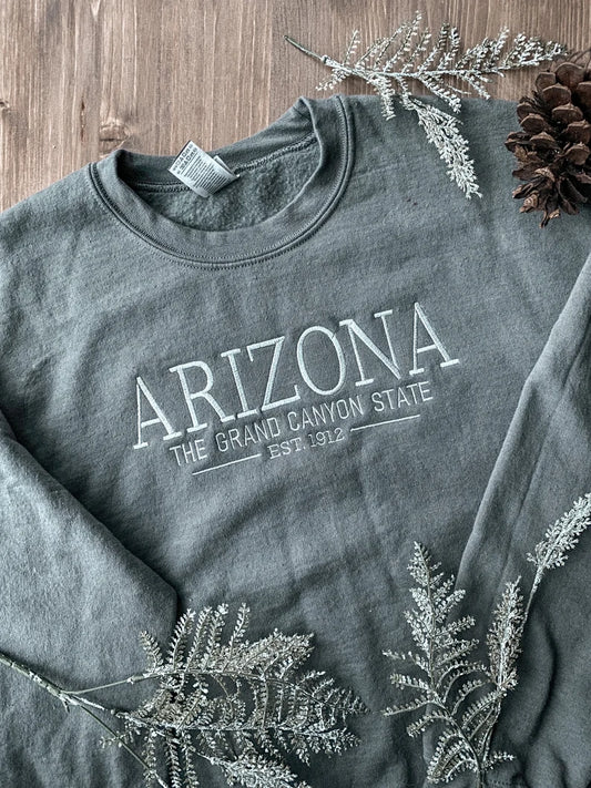 State Motto Nickname Sweatshirt | Embroidered