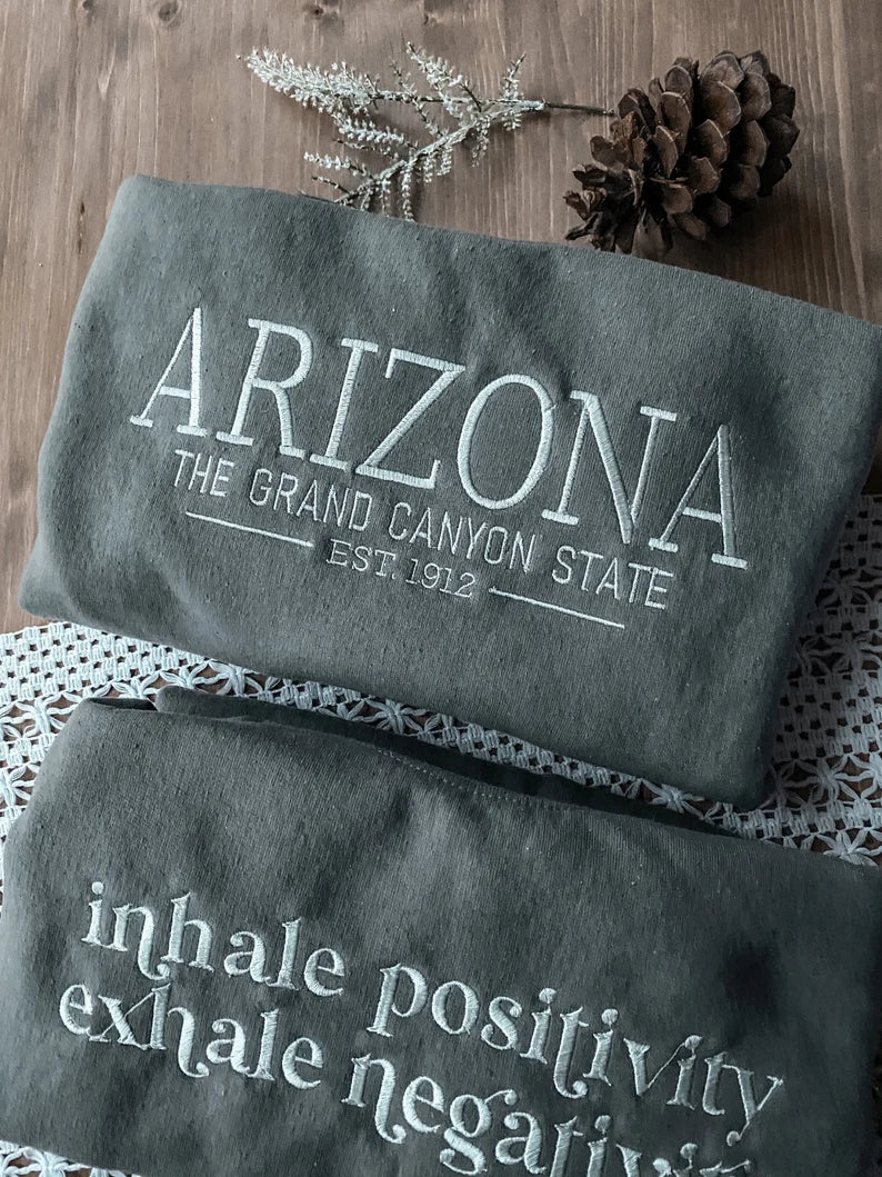 State Motto Nickname Sweatshirt | Embroidered
