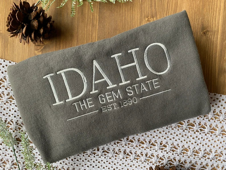 State Motto Nickname Sweatshirt | Embroidered