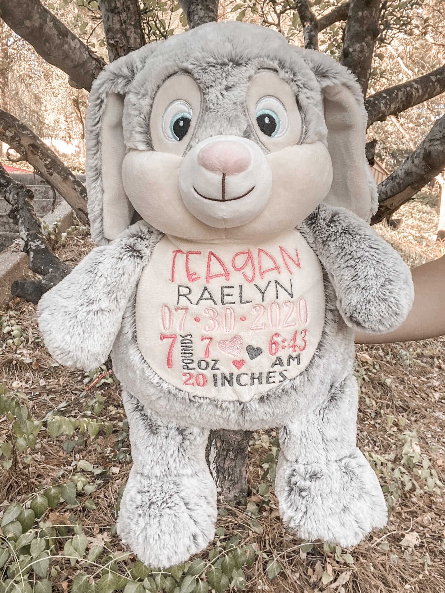 Embroidered Birth Stats Stuffed Animal