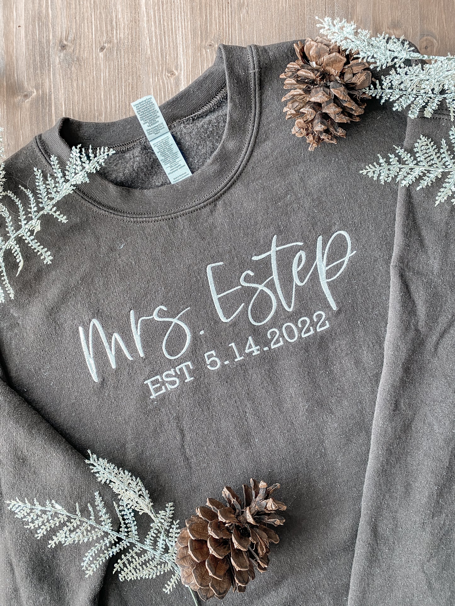 Personalized Mrs. Last Name Sweatshirt | Embroidered