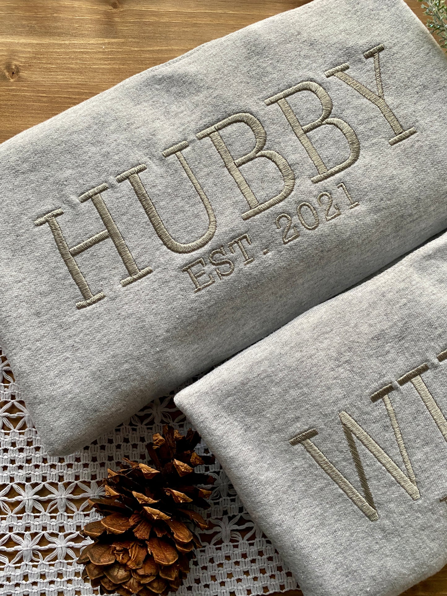 Hubby Established Year Custom Sweatshirt | Embroidered