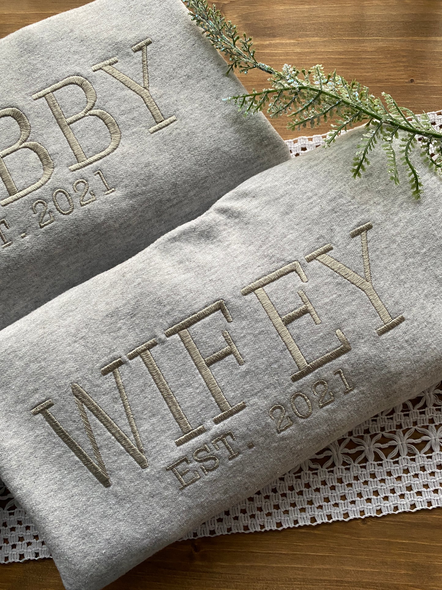 Wifey Established Year Custom Sweatshirt | Embroidered