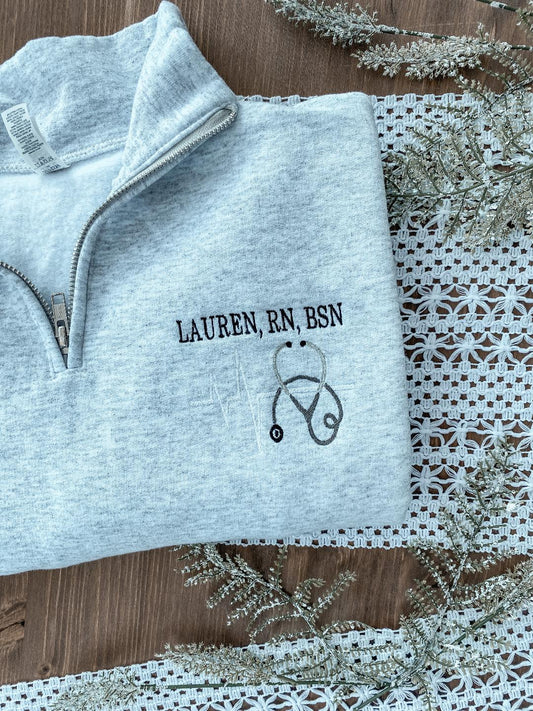 Nurse Quarter Zip | Embroidered Apparel Sweatshirt