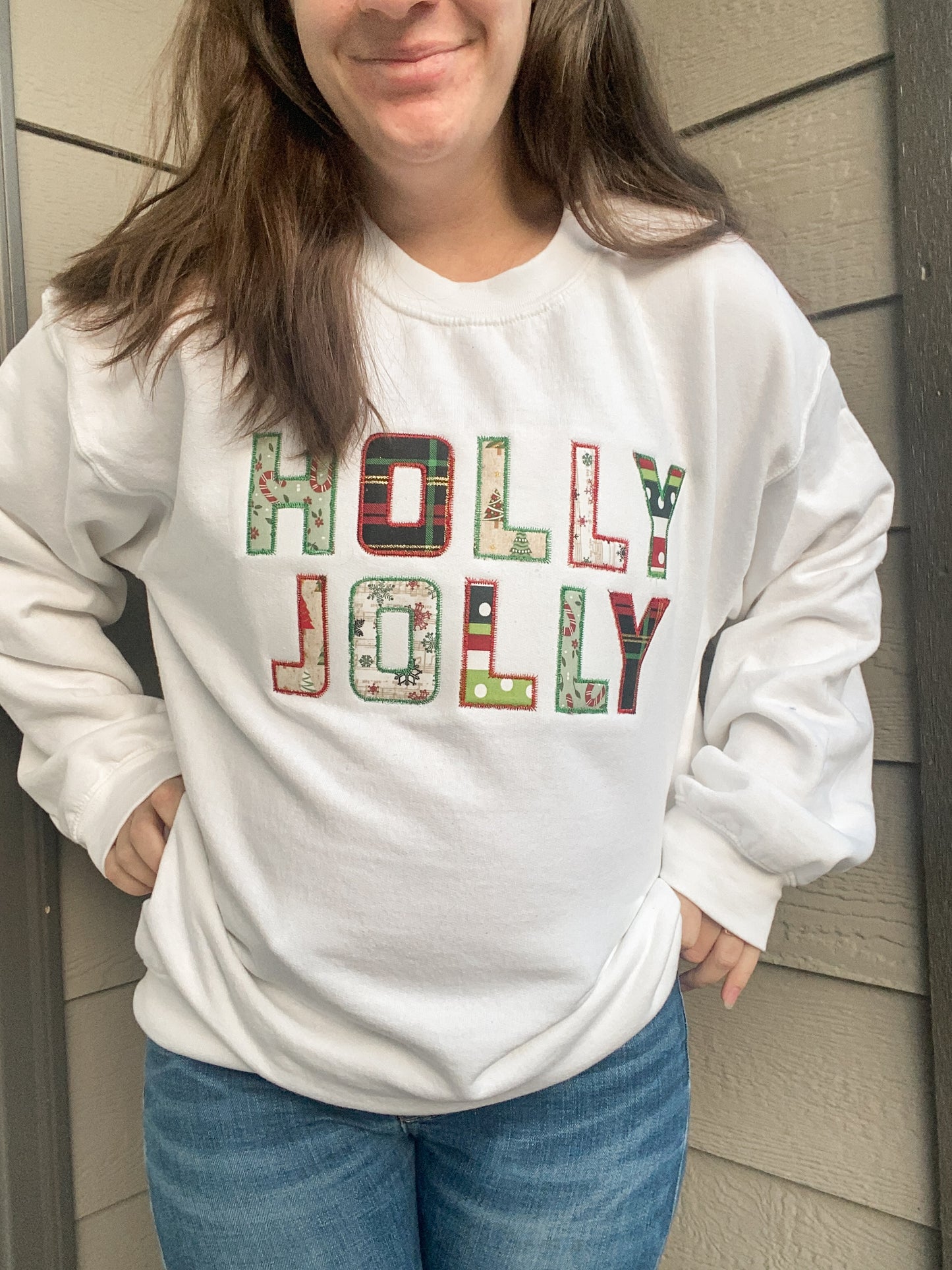 Holly Jolly Appliqué Sweatshirt | Embroidered