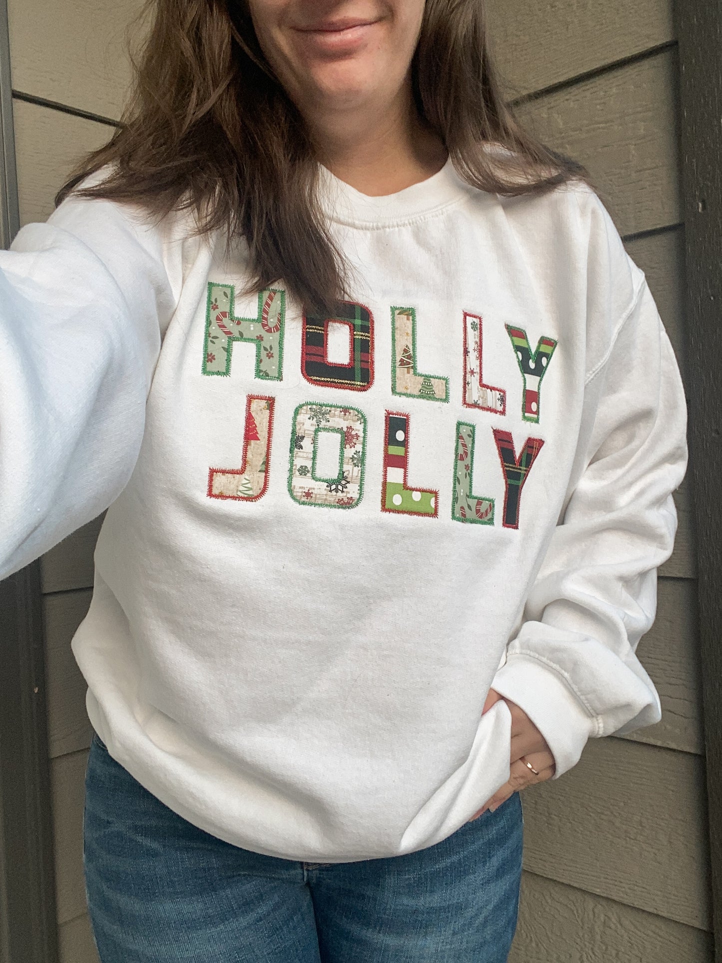 Holly Jolly Appliqué Sweatshirt | Embroidered