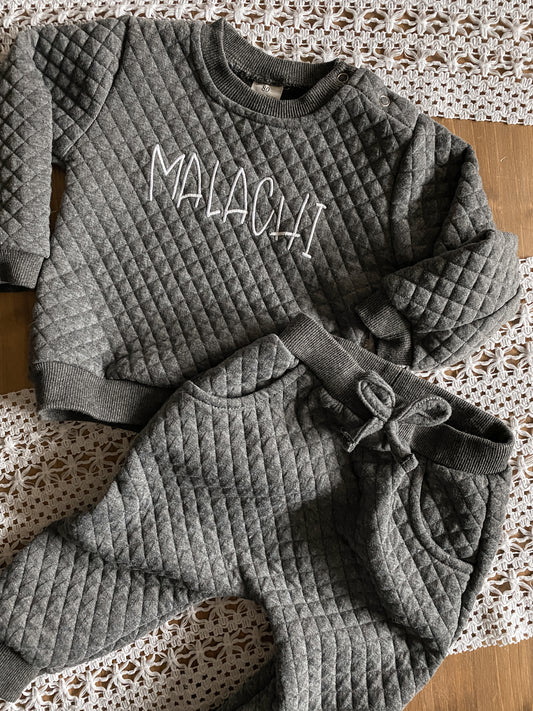 Personalized Name Infant Long Sleeve Tracksuit Outfit | Embroidered Baby Apparel