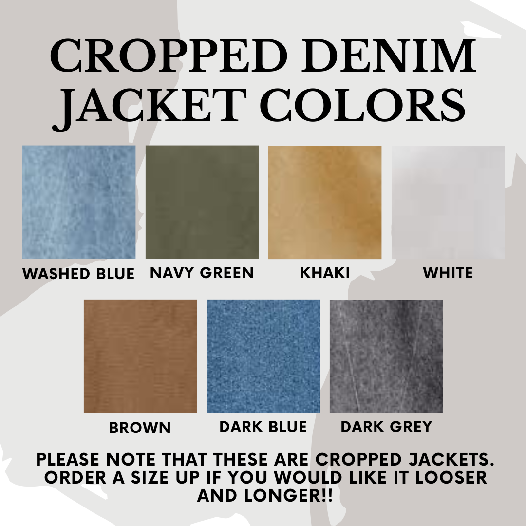 Custom Cropped Embroidered Name Denim Jacket