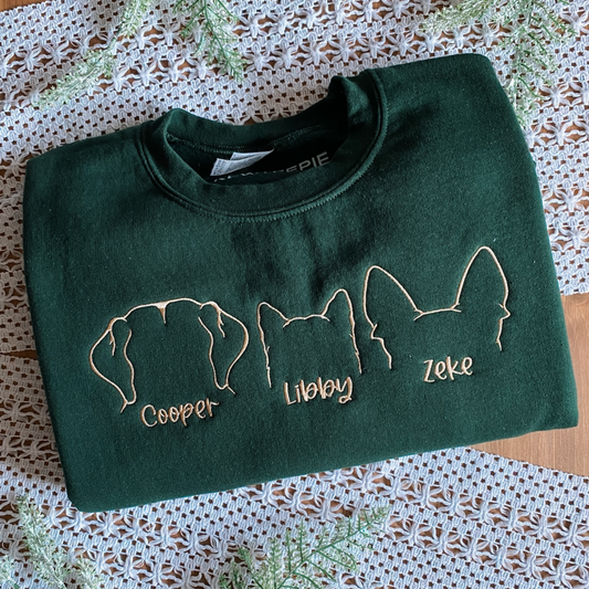 Personalized Dog Ears Names Sweatshirt | Embroidered