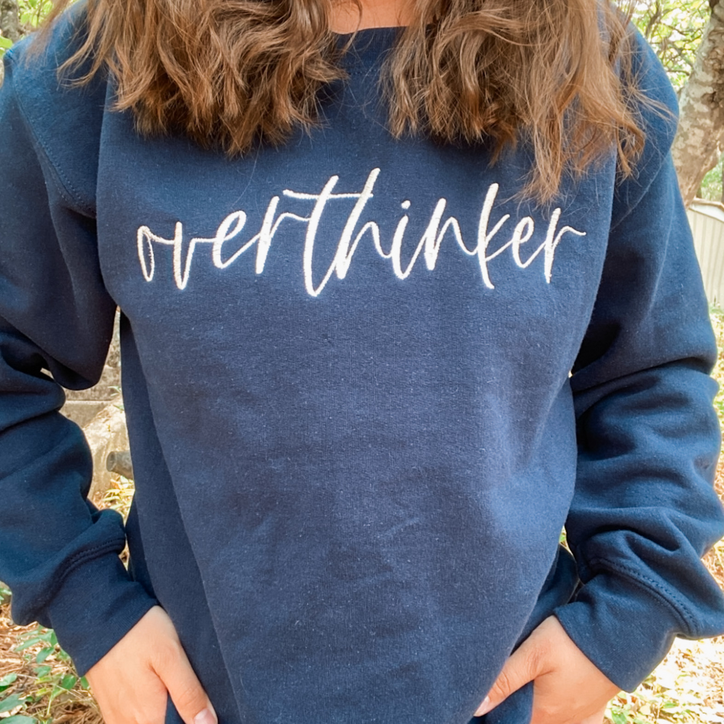 Overthinker Cursive Script Minimal Sweatshirt | Embroidered
