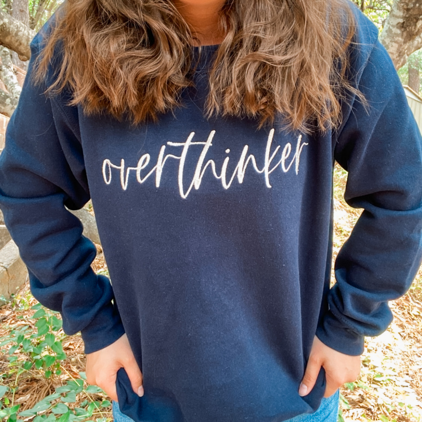 Overthinker Cursive Script Minimal Sweatshirt | Embroidered