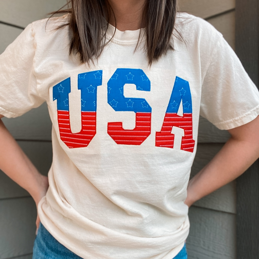 USA Applique Embroidered Tee