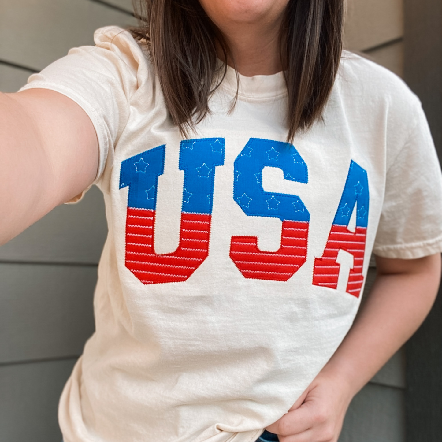 USA Applique Embroidered Tee