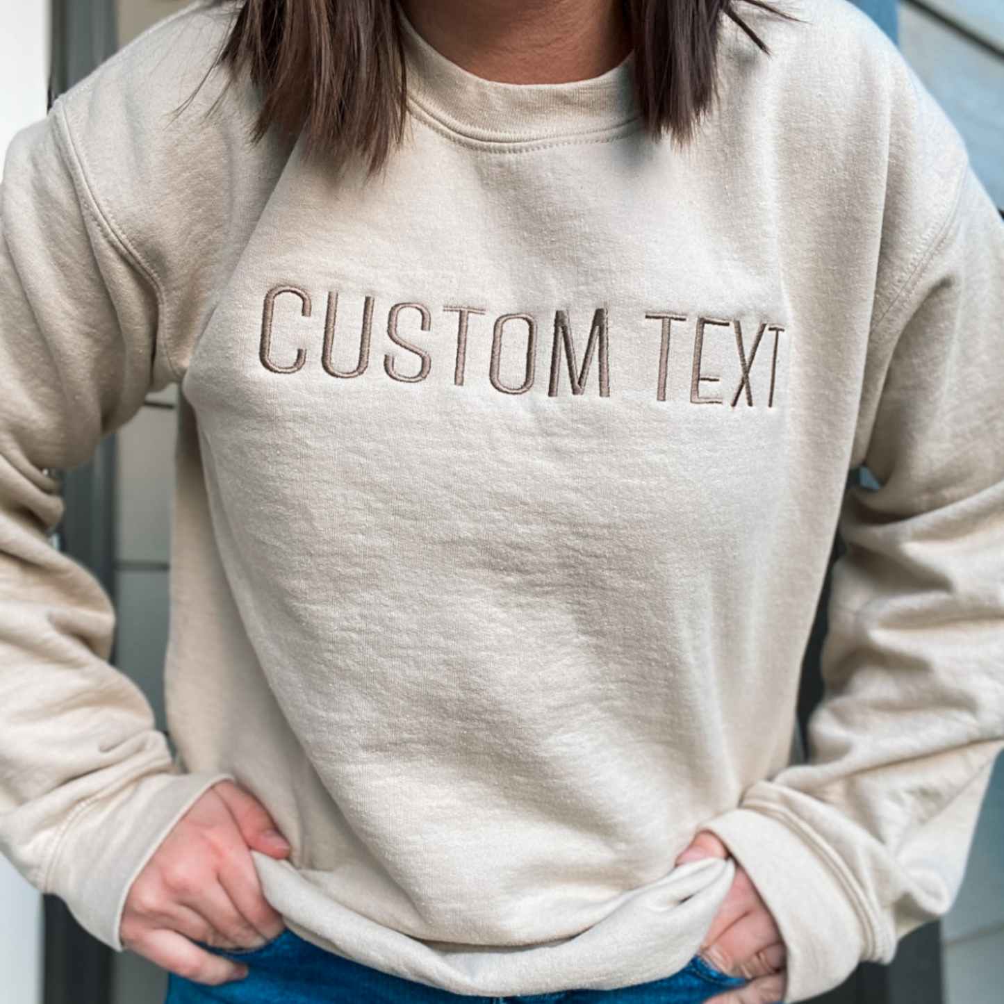 Custom Text Personalized Sweatshirt | Embroidered