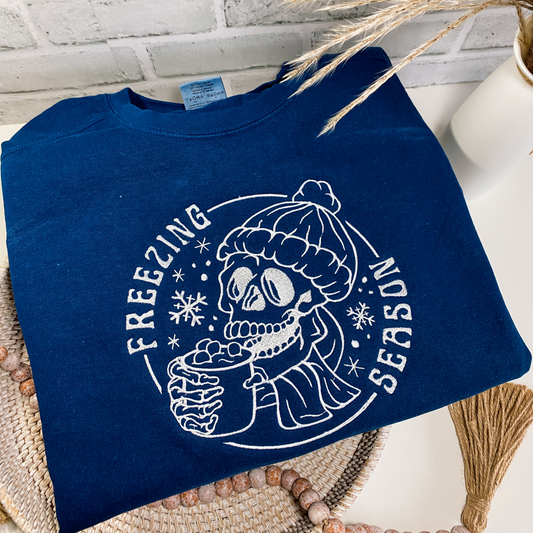 Freezing Season Skeleton Sweatshirt | Embroidered
