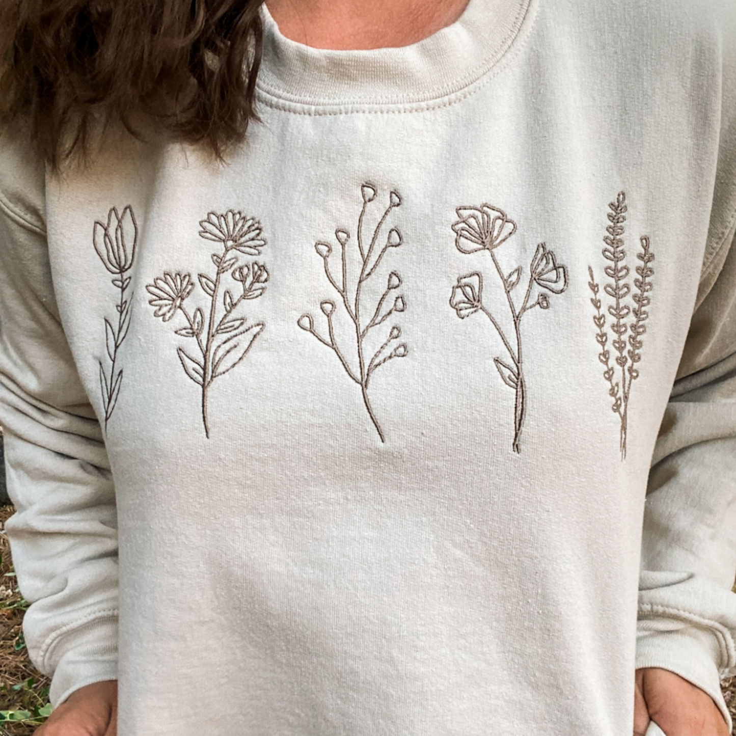 Growing Flowers Positive Thoughts Sweatshirt | Embroidered