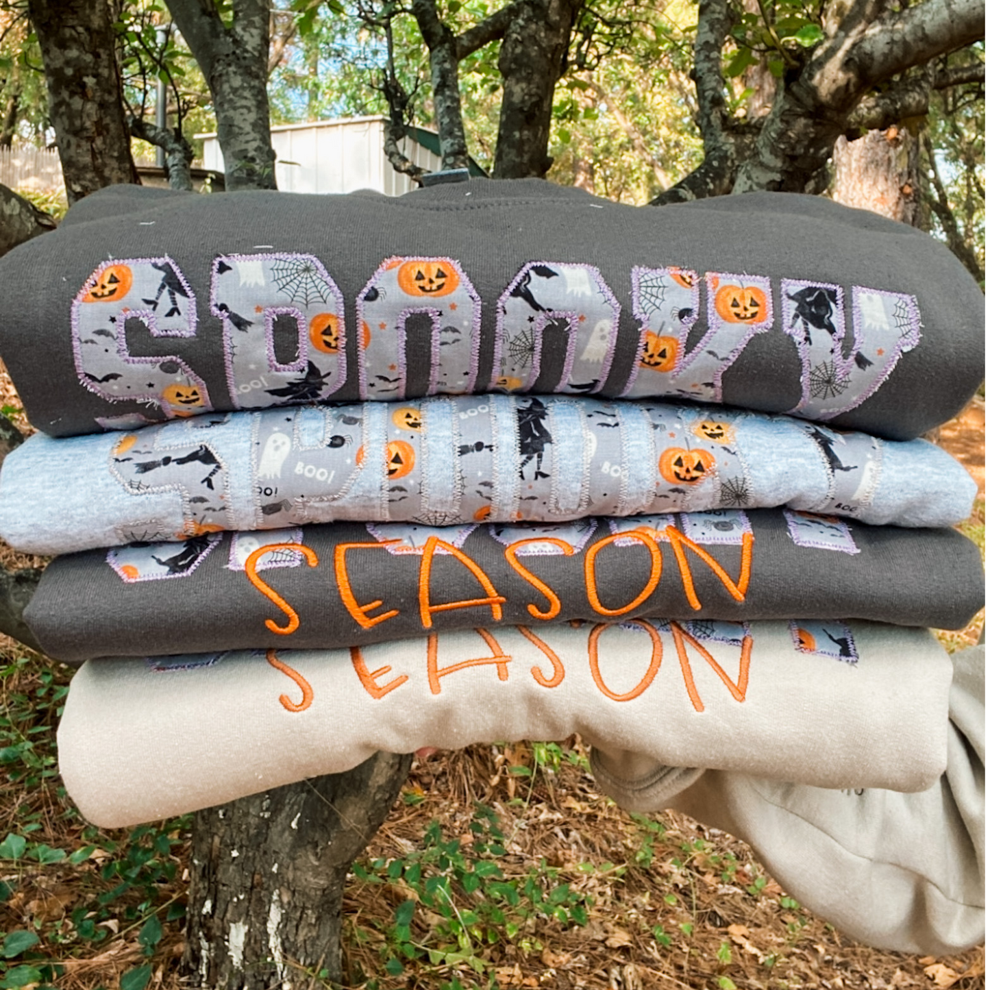 Spooky Season Appliqué Halloween Sweatshirt | Embroidered