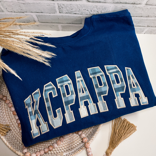 Custom Curved Name Appliqué Sweatshirt | Embroidered