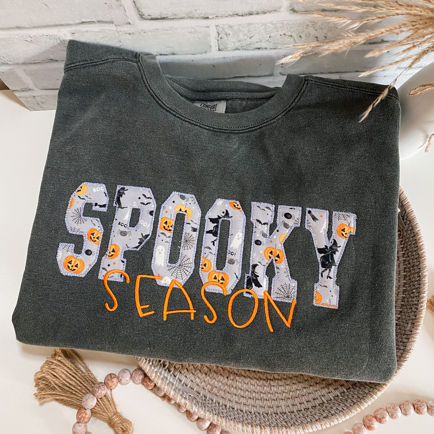 Spooky Season Appliqué Halloween Sweatshirt | Embroidered