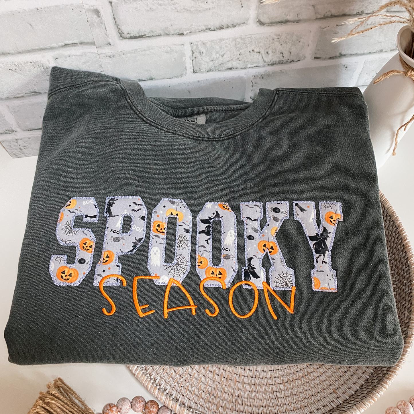 Spooky Season Appliqué Halloween Sweatshirt | Embroidered