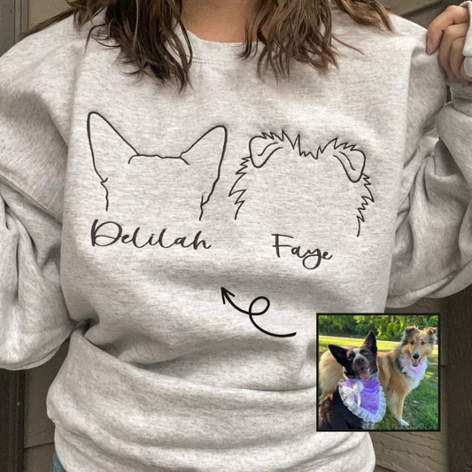 Custom Dog Ears with Names Sweatshirt | Embroidered