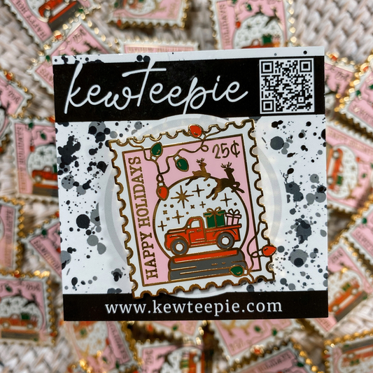 Christmas Truck Stamp Hard Enamel Pin