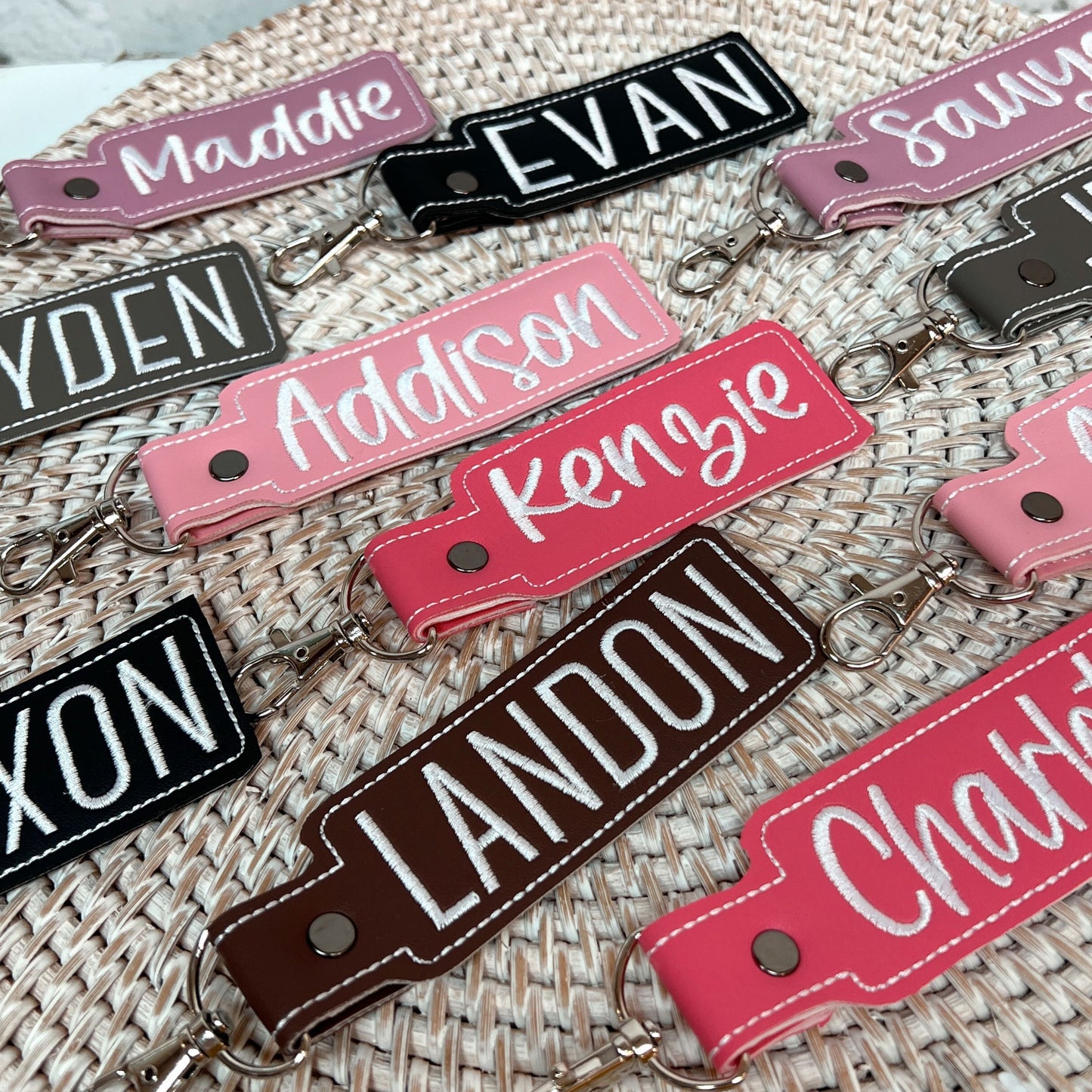 Embroidered Name Keychain Rectangle | Silky Smooth Leather